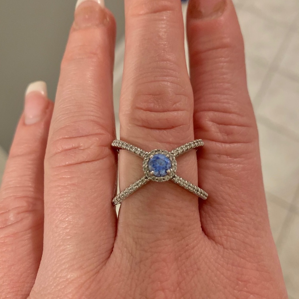 Swarzoski platinum plated sterling silver ring